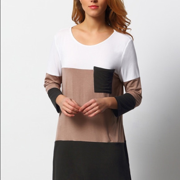 ✨Black cream color block dress/ tunic✨ - Picture 3 of 6